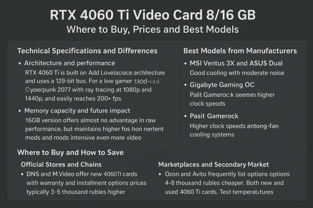 Купить видеокарту 4060 ti RTX 4060 Ti 8/16 ГБ: где купить, цены и лучшие модели